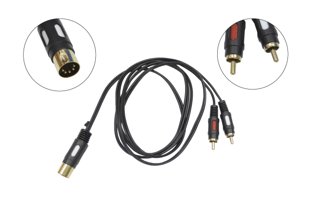 Шнур DIN 5-pin "шт" - 2 RCA "шт" 1.2м gold 17-2512