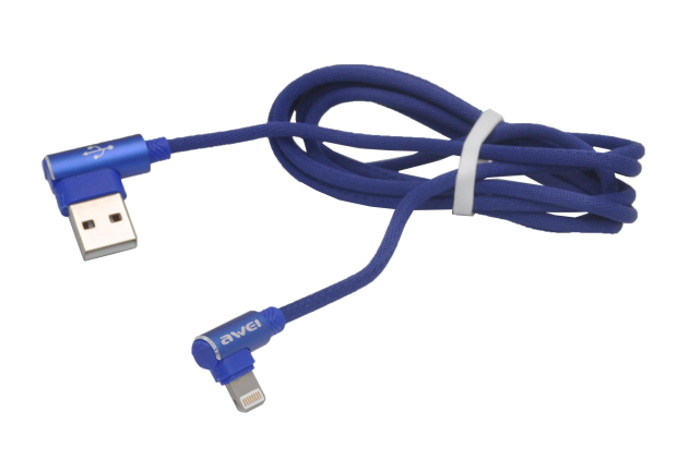 Шнур USB 2.0 AM > iPhone 5/5S/6/6+/6S/6S+/7/7+ 1.2м, угловой Awei CL-32 (1.5A)