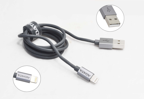 21708 Кабель A-DATA MFI USB-Apple 8pin метал.коннектор 1.0м серый