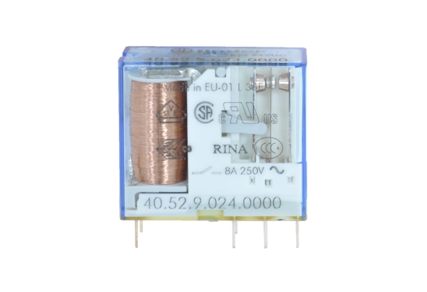Реле 40.52.9.024.0000 Катушка 24V, две группы, (2C) 8А 29,0х25,0х12,4