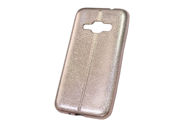 Чехол "хром кожа шов" Samsung Galaxy J120 (розовое золото) 00-151