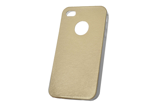 Чехол "под кожу" iphone 4/4S (золото) 00-155