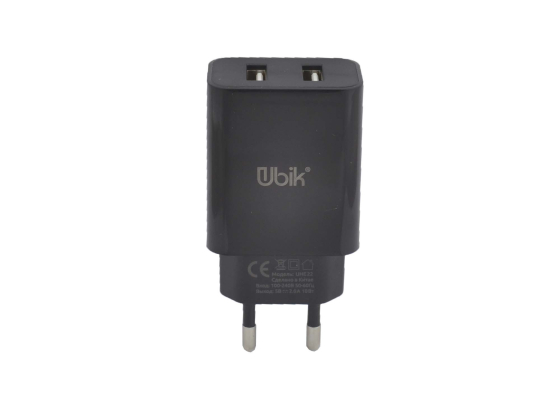 UHE 22 Сетевое зарядное устройство UBIK 2USB, 2A, черный