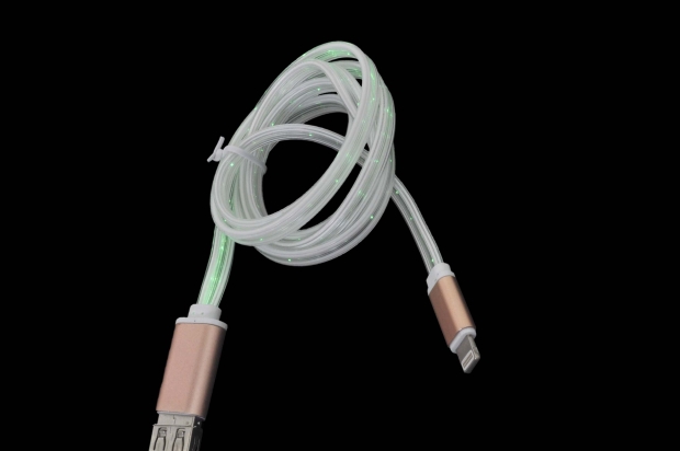 0652545 Кабель Gmini GM-MEL300FLATW USB-Lightning, белый светящийся