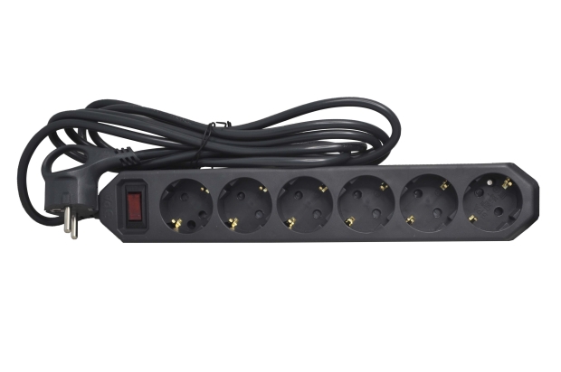 Сетевой фильтр Эра 220V 6 евророзеток 3,0м (черный) USF-6es-3m-B