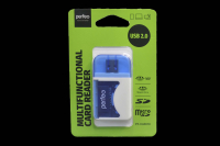 Картридер Perfeo SD/MMC+Micro SD+MS+M2 синий PF-4257
