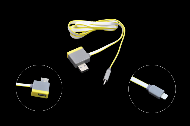 Шнур USB 2.0 AM + USB 2.0 FM > iPhone 5/5S/6/6+/6S/6S+/7/7+ плоский 1.0м