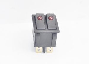 Переключатель IRS-2101E-1C On-Off 250V 15A черный, красный светодиод (6c) двойной