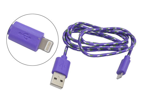 02254 Кабель для iPhone 5/5S/6/6+/6S/6S+/7/7+8/8+/X матерчатая обмотка (1м)