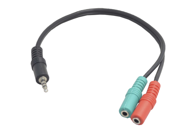 Переходник 3.5mm "шт" 4C - 2x3.5mm "гн" MIC/AUDIO черный 0.3м 5-038-5A