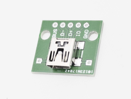 Плата-переходник для разъема mini USB на DIP с шагом 2,54 mm