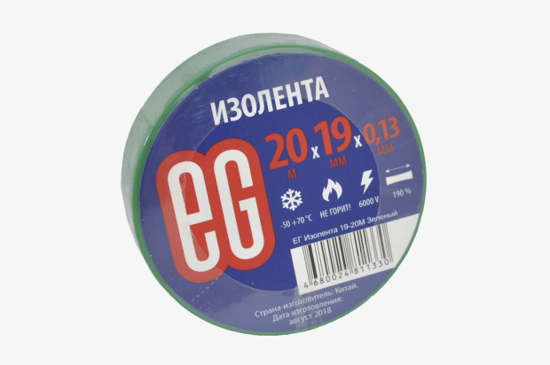 11688 Изолента Еврогарант 19mm х 20м зеленая