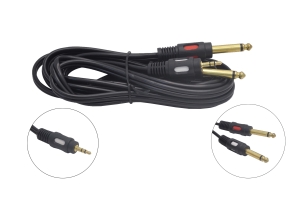 Шнур 3.5mm "шт" стерео - 2 x 6.3mm "шт" моно gold 3.0м 5-147-3.0