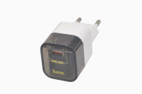 Сетевое зарядное устройство Hoco C125A Transparent Type-C, PD20W, черно-белое
