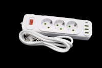 Сетевой фильтр Dream A2 3 розетки+3USB+Type-C 2,0м, 10A, 2500W, белый