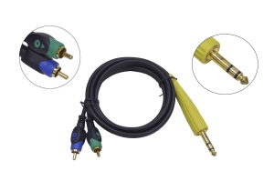 Шнур 6.3mm "шт" стерео - 2 x RCA "шт" gold 1.5м 5-146-1.5