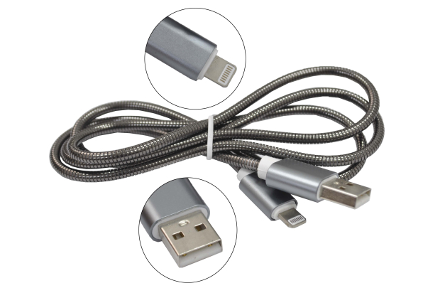 Шнур USB 2.0 AM > iPhone 5/5S/6/6+/6S/6S+/7/7+ 1.0м 6-703M (металл)