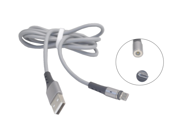 26634 Кабель Walker C775 для micro USB, магнитный, индикатор, прорез. оплетка (3.1А) серый